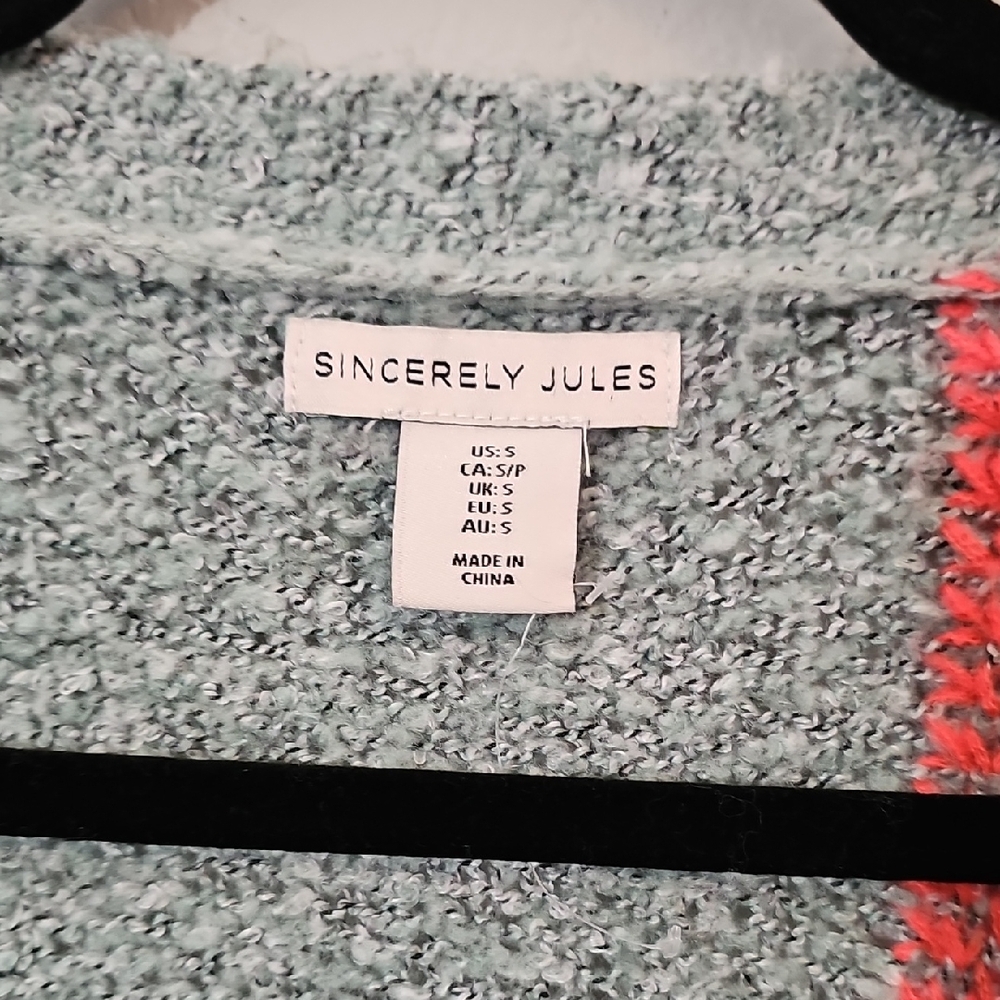 Sincerely Jules Multicolor Striped Open Front Cardigan Bell Sleeve Womens Small - Picture 2 of 7